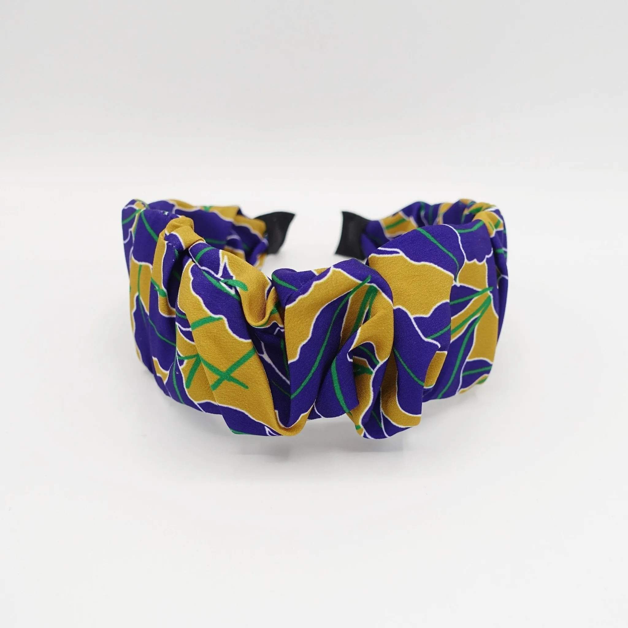 leaves abstract print pleated headband vivid color hairband for women