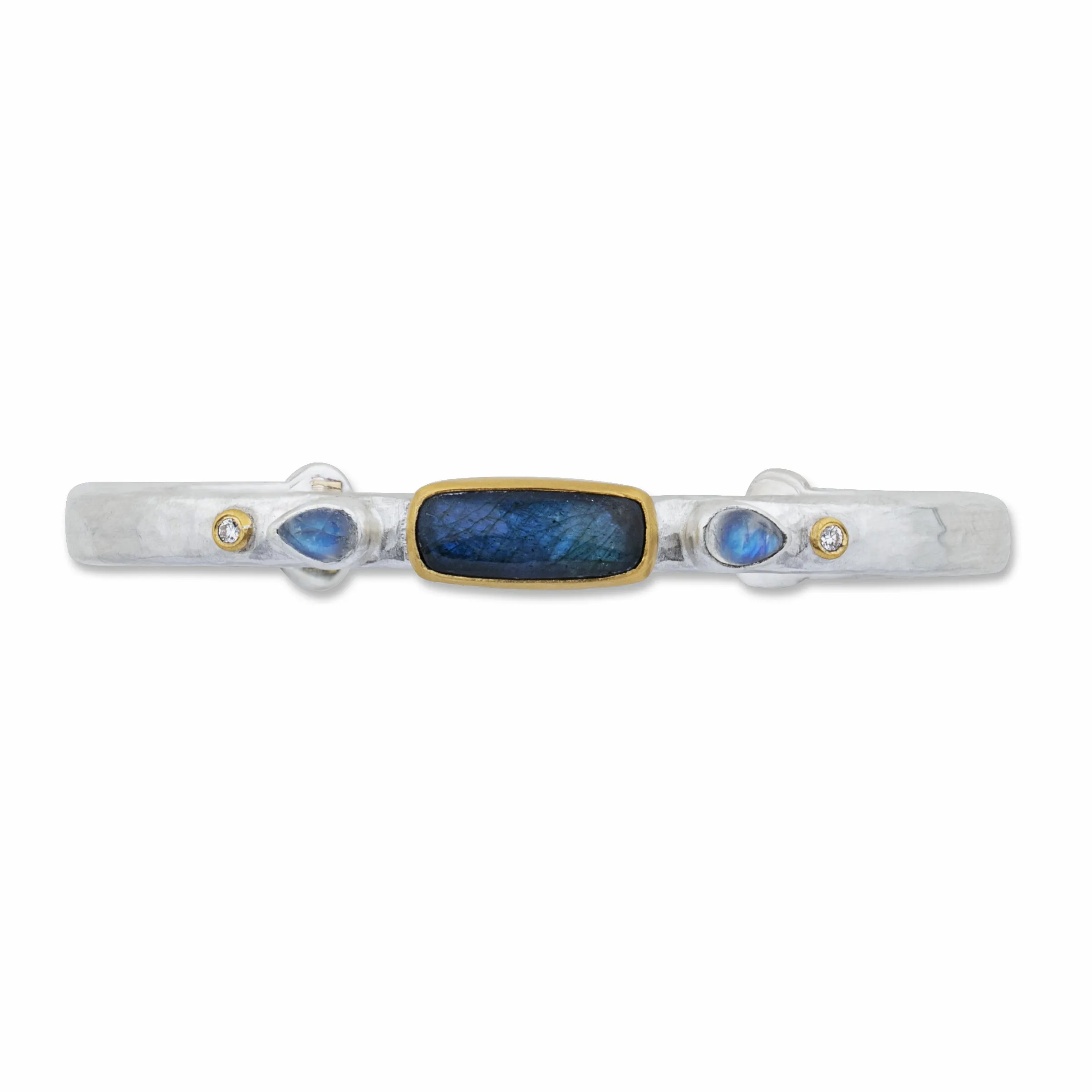 Lika Behar "Moondance" Open Bracelet Silver & 24K Gold Moonstone & Labradorite Onyx Doublet