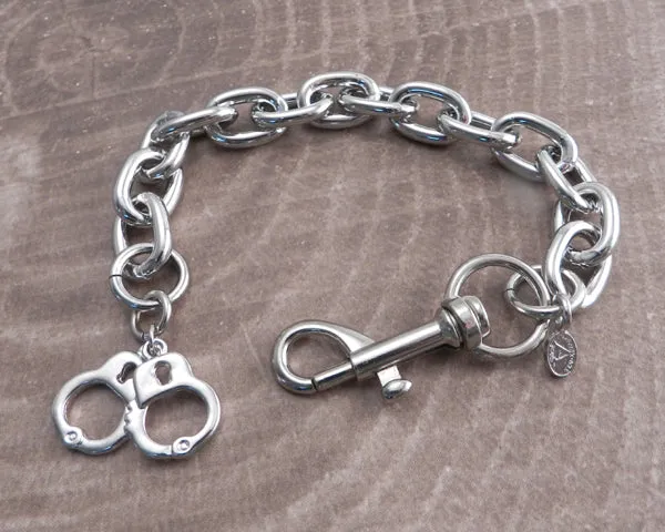 Link Chain Bracelet with Handcuffs