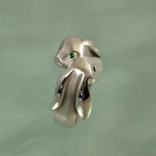 Lopp Earred Bunny Rabbit Ring Gemstone Eyes Sterling Silver