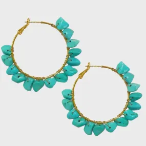 Lotusfeet Chips Hoop Earrings Turquoise