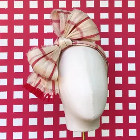 Lucille Abaca Straw Bow in Red Check