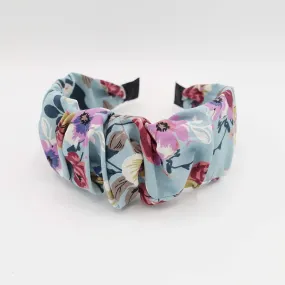 medium flower print headband pleated hairband colorful hair accessory for women