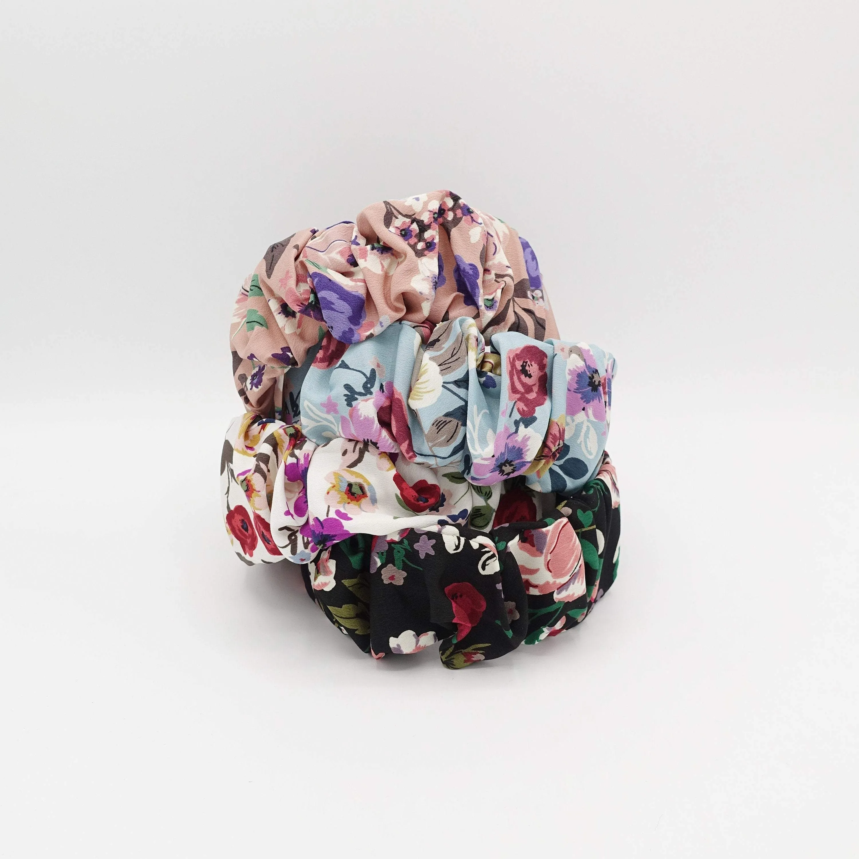 medium flower print headband pleated hairband colorful hair accessory for women