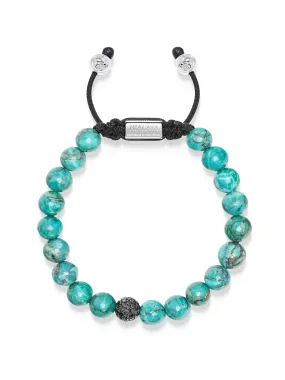 Men's Black Diamond Beaded Bracelet with Turquoise