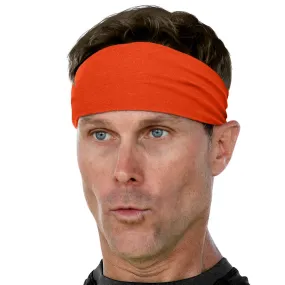 Men's Headbands Cotton Jersey 3" Wide Sports Fitness Yoga Made in the USA Orange