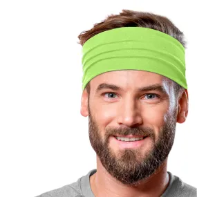 Men's Headbands Cotton Jersey 5" Wide Sports Fitness Yoga Made in the USA Lime