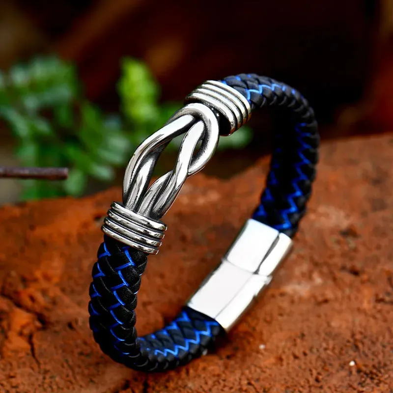 Men's Twisted Leather Bangle Twisted