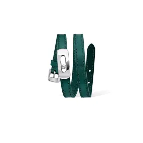 MESSIKA, MY MOVE LEATHER BRACELET, ENGLISH GREEN, WHITE GOLD