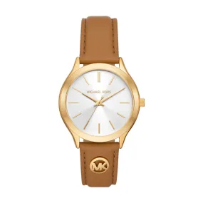 Michael Kors Slim Runway Three-Hand Luggage Leather Watch MK7465