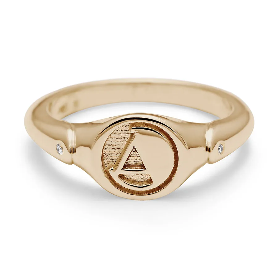 Monogrammed Signet Ring - 14k Yellow Gold