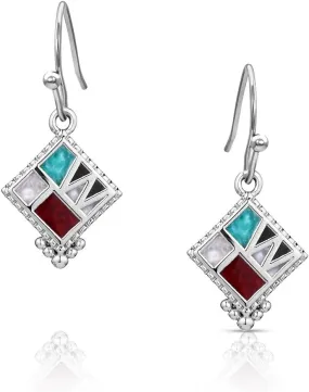 Montana Silversmiths Southwestern Flare Four Corner Mosaic Hypoallergenic French Wire Earrings