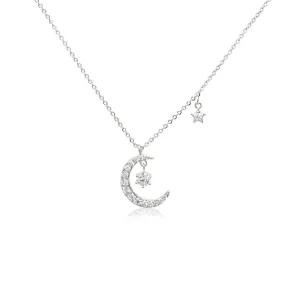 Moon & Star Cubic Zirconia Necklace