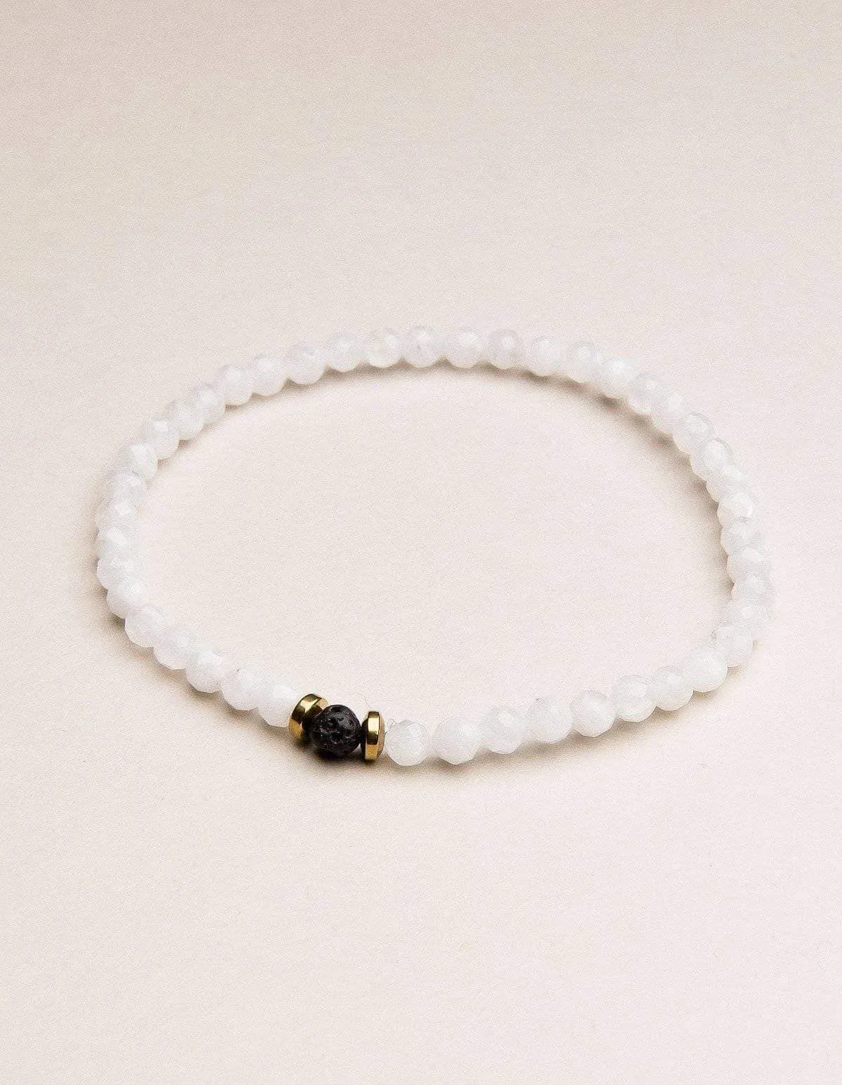 Moonstone & Lava Mini Gemstone Bracelet