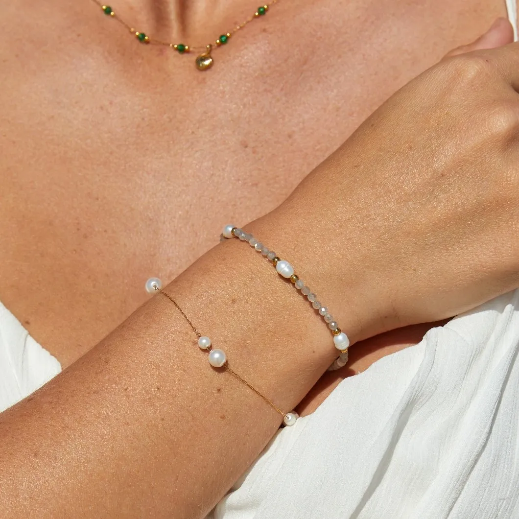 Moonstone & Pearl Bead Bracelet