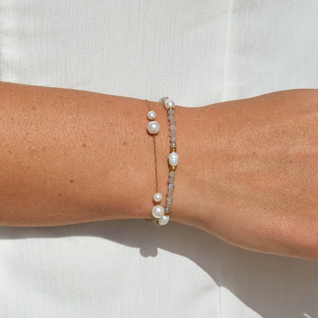 Moonstone & Pearl Bead Bracelet