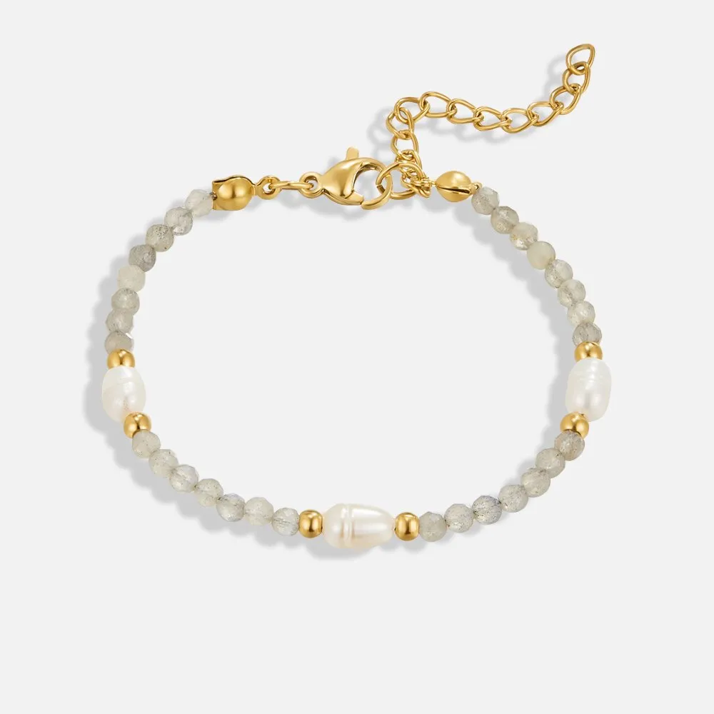 Moonstone & Pearl Bead Bracelet