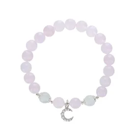 Moonstone & Rose Quartz Bracelet with crescent tarnish