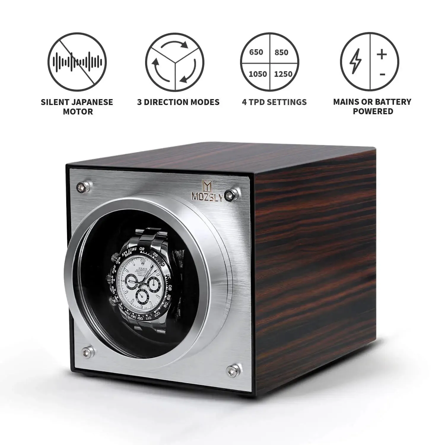 MOZSLY® Single Watch Winder - Classic Wood Grain Paint