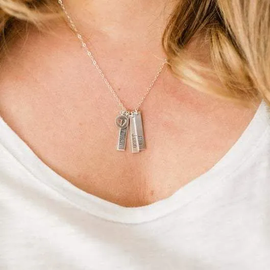 My Whole Heart Vertical Bar Charm Necklace