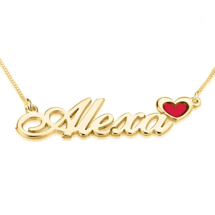 Name Necklace with Coloured Symbols 24k Gold Plated