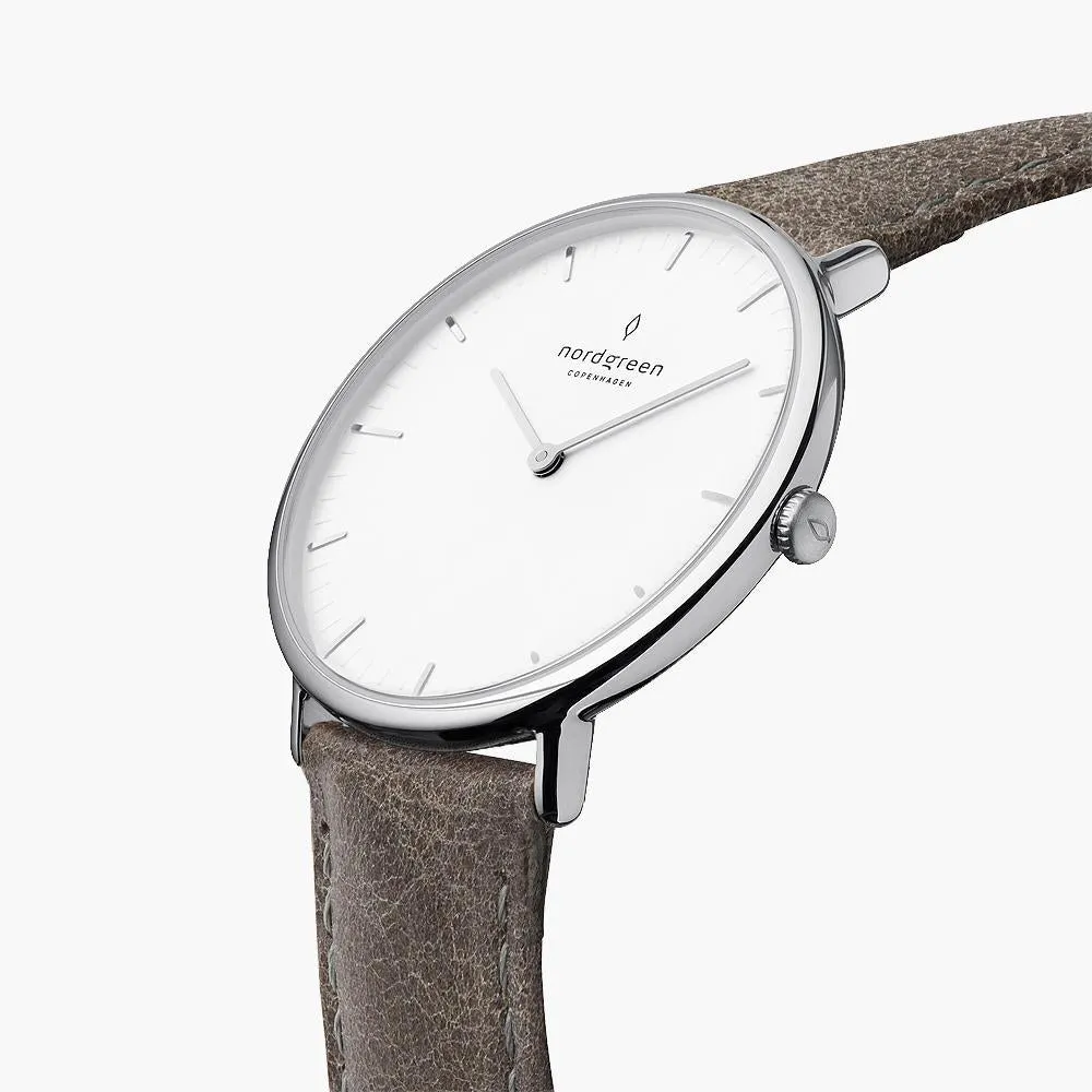 Native | White Dial - Patina Grey Leather