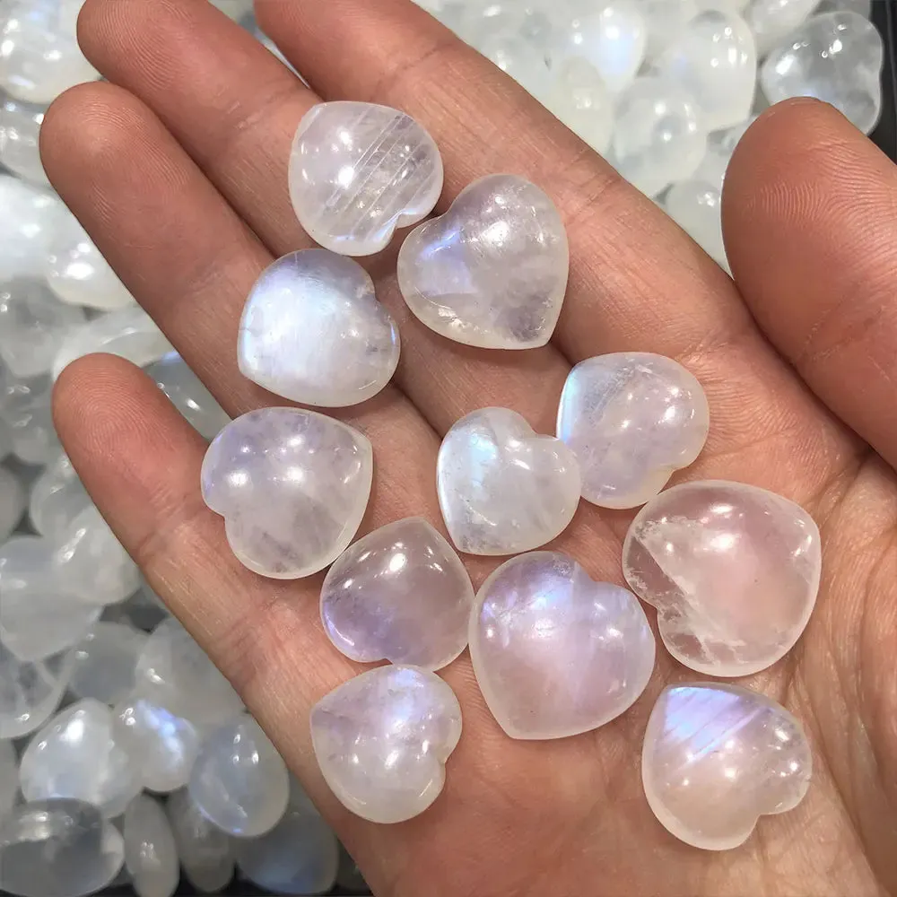 Natural Moonstone Heart Gemstone for Jewelry and Decoration