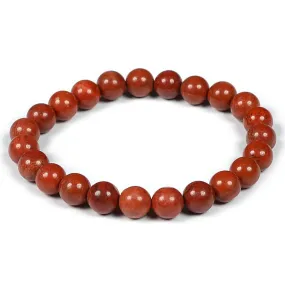 Natural Red Jasper Crystal Bracelet Round 6mm Beads Stone Bracelet for Reiki Healing and Crystal Healing, Energized