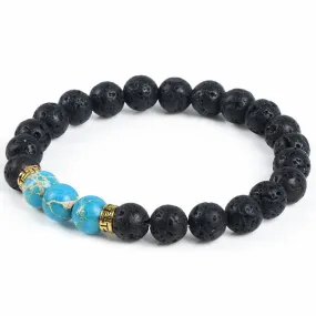 Natural Stone Bracelet & Bangle With Lava Rock Bracelet Of Stretch Buddha & Yoga Bracelet Women Men