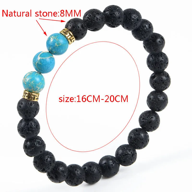 Natural Stone Bracelet & Bangle With Lava Rock Bracelet Of Stretch Buddha & Yoga Bracelet Women Men