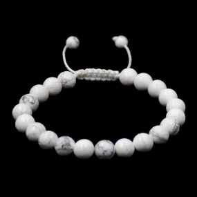 Natural White Turquoise 8mm Gemstone Healing Power Crystal Adjustable Macrame Bracelet