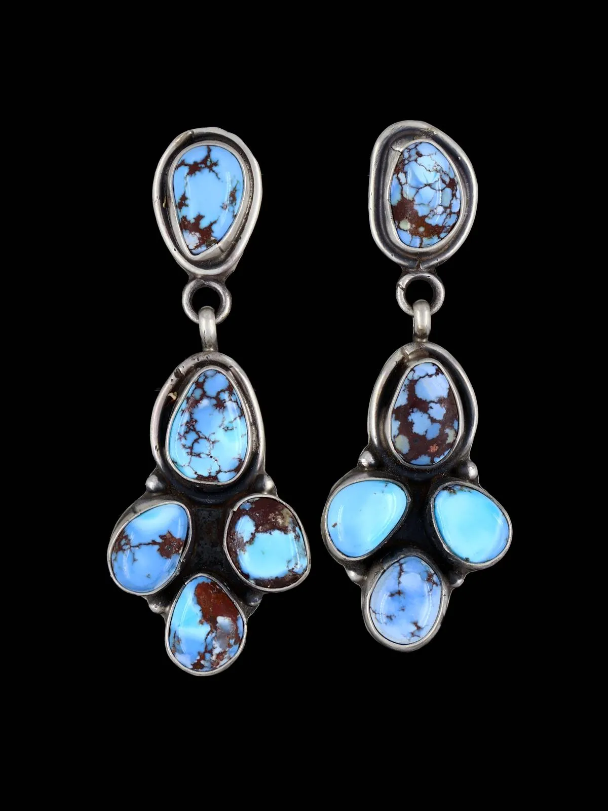 Navajo Sterling Silver Golden Hill Turquoise Post Earrings