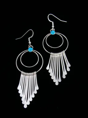 Navajo Sterling Silver Turquoise Waterfall Dangle Earrings