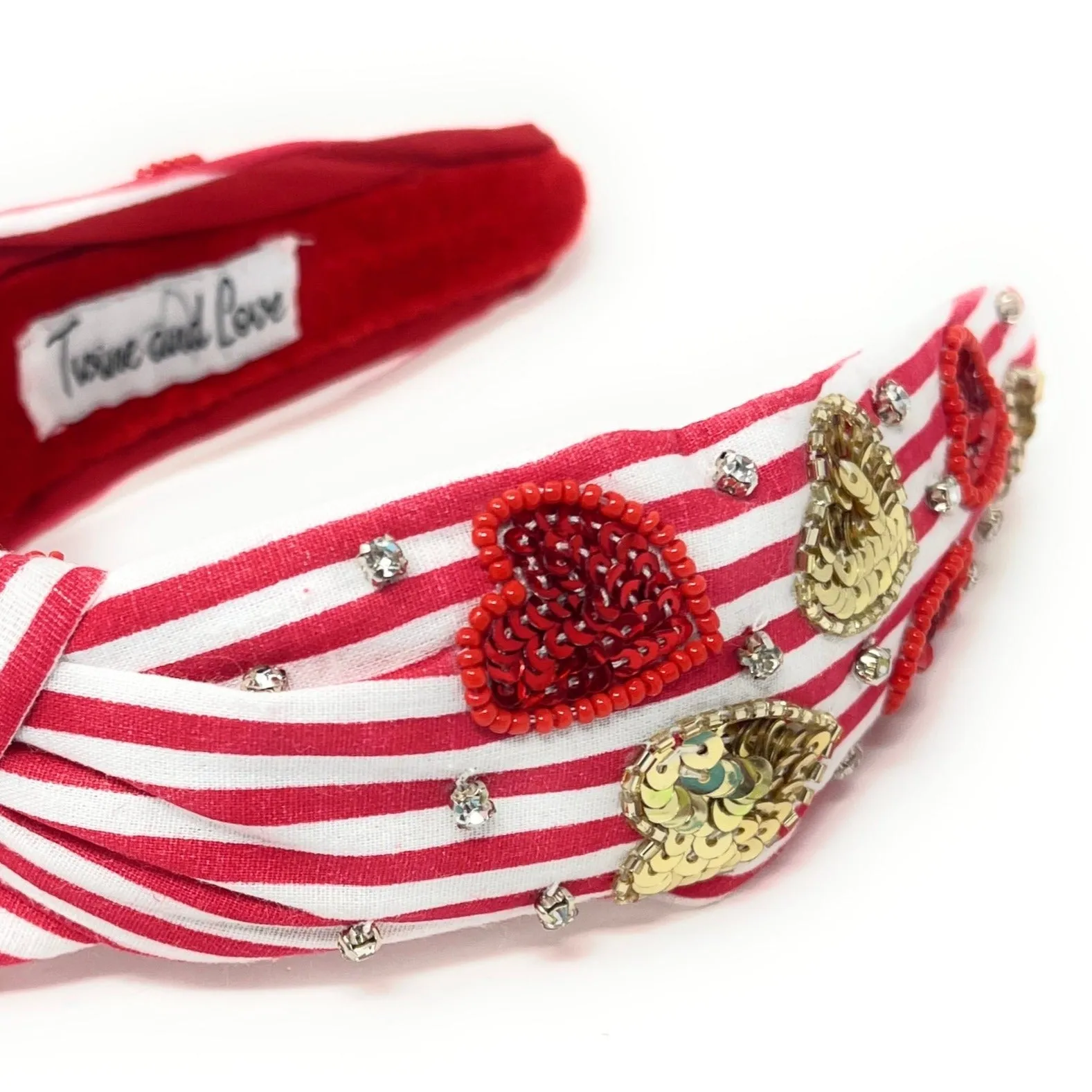 New! Hearts Sequin Striped Knot Headband