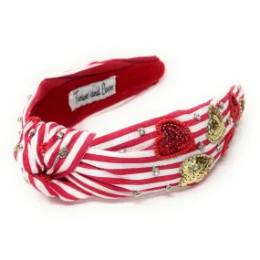 New! Hearts Sequin Striped Knot Headband