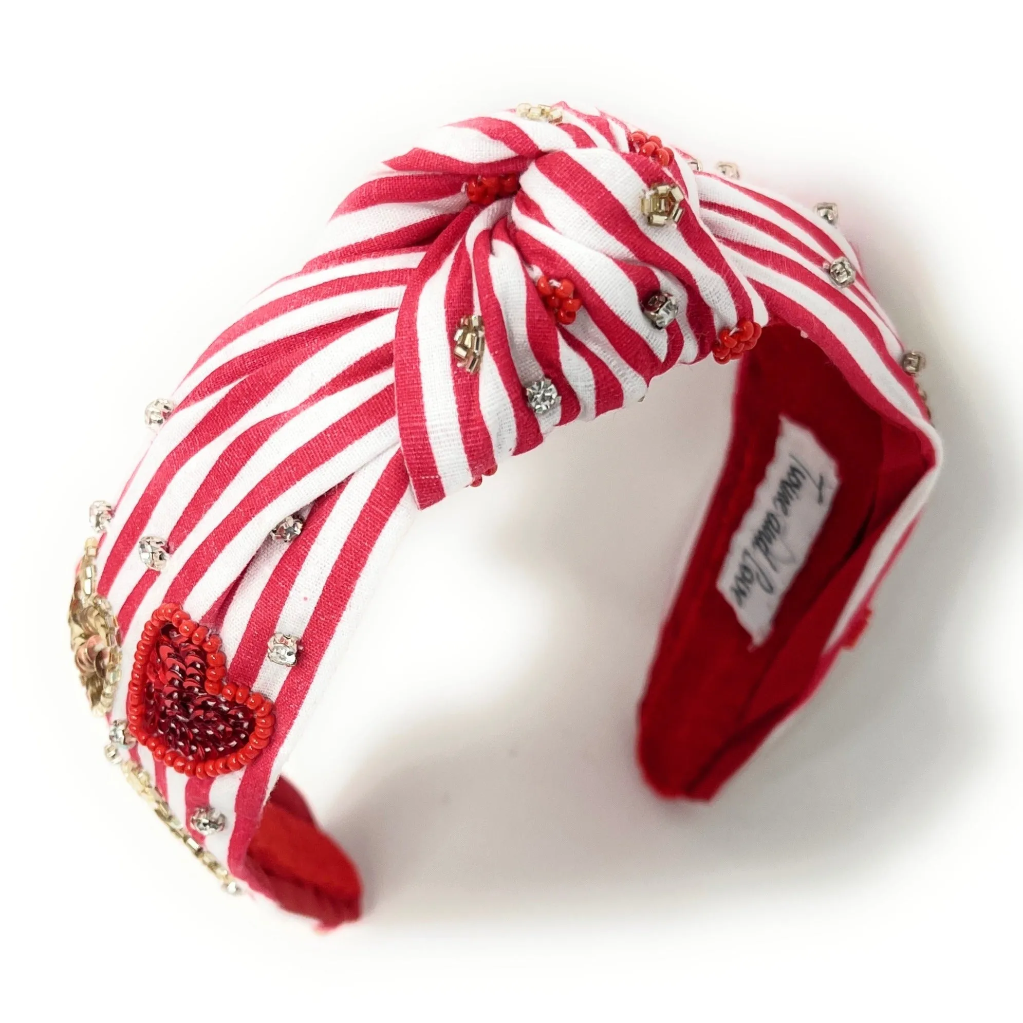 New! Hearts Sequin Striped Knot Headband