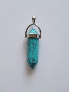 New Natural Turquoise Gemstone Pendant Chain Jewelry Necklace 4RQ Findings Necklace Stone Tools Bracelet Chain