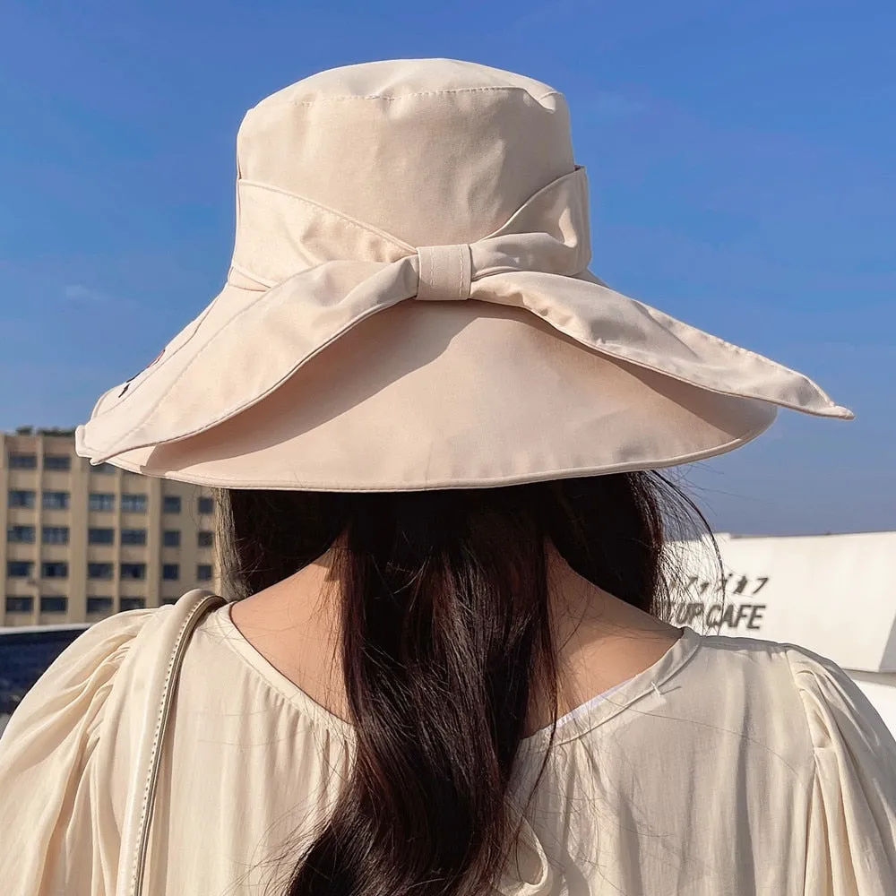 New Women's Summer Sun Cap Fashion Letter Embroidery Design Sun Hat Wide Brim Travel Beach Bucket Hat