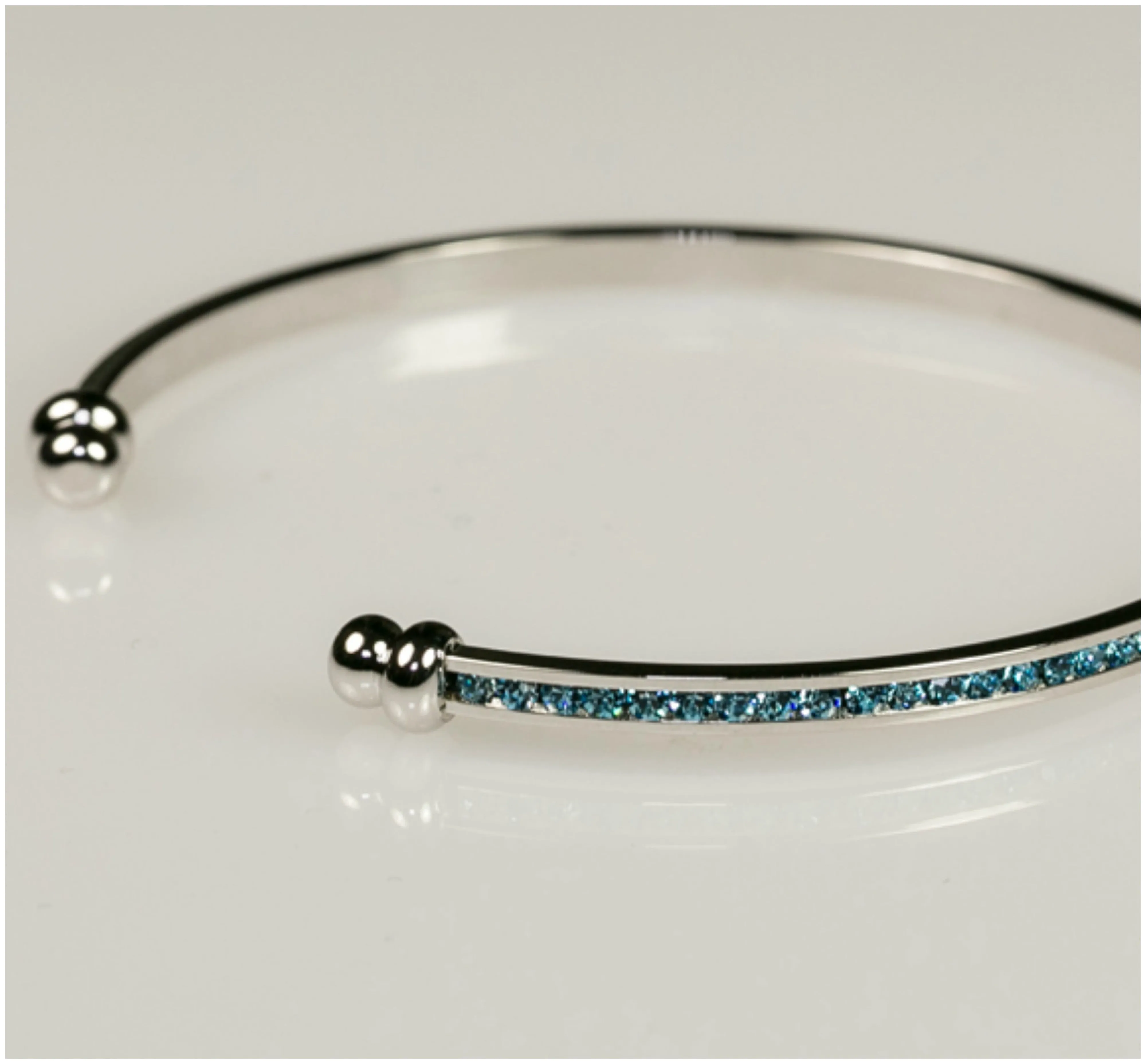 Nico Aqua Blue CZ Silver Cuff Bracelet