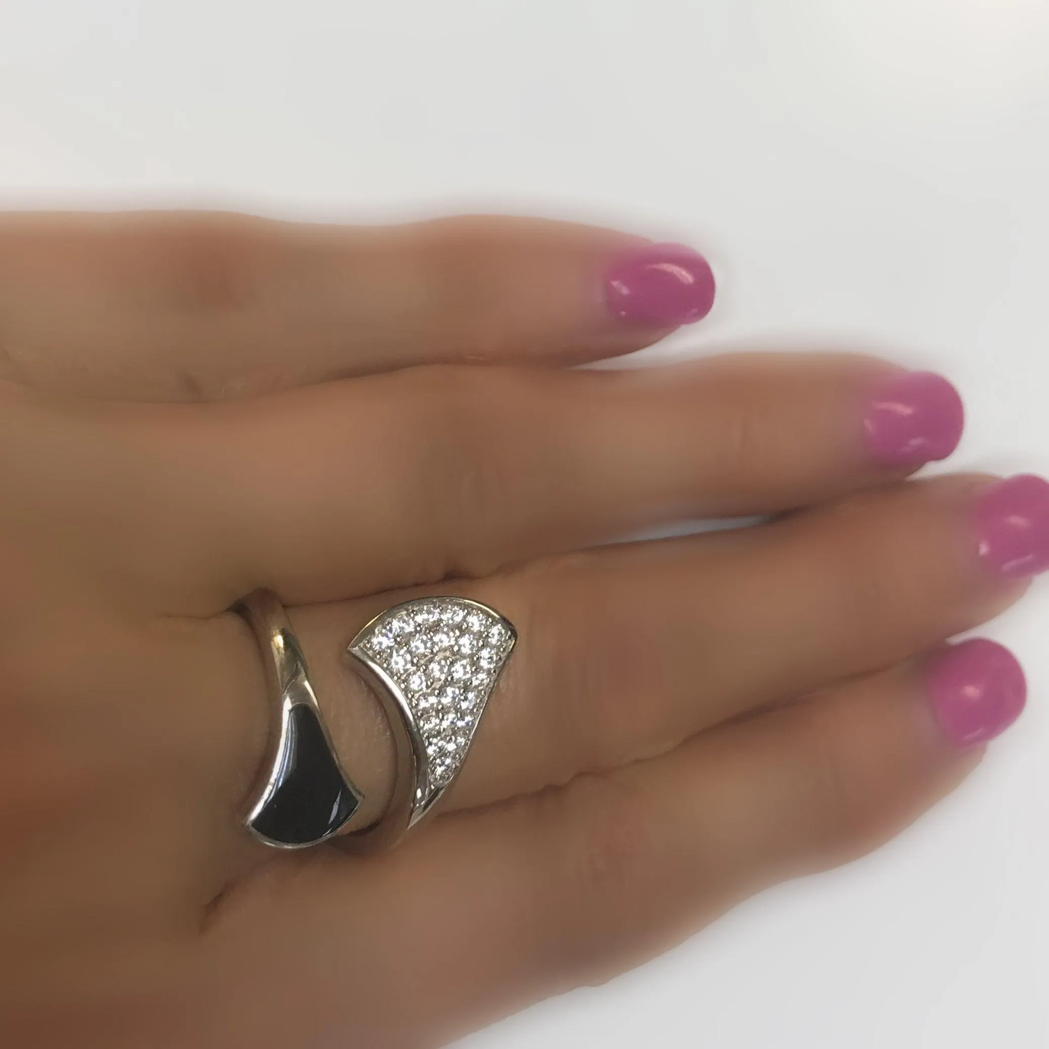 Open Wrap Ring CZ Sterling Silver