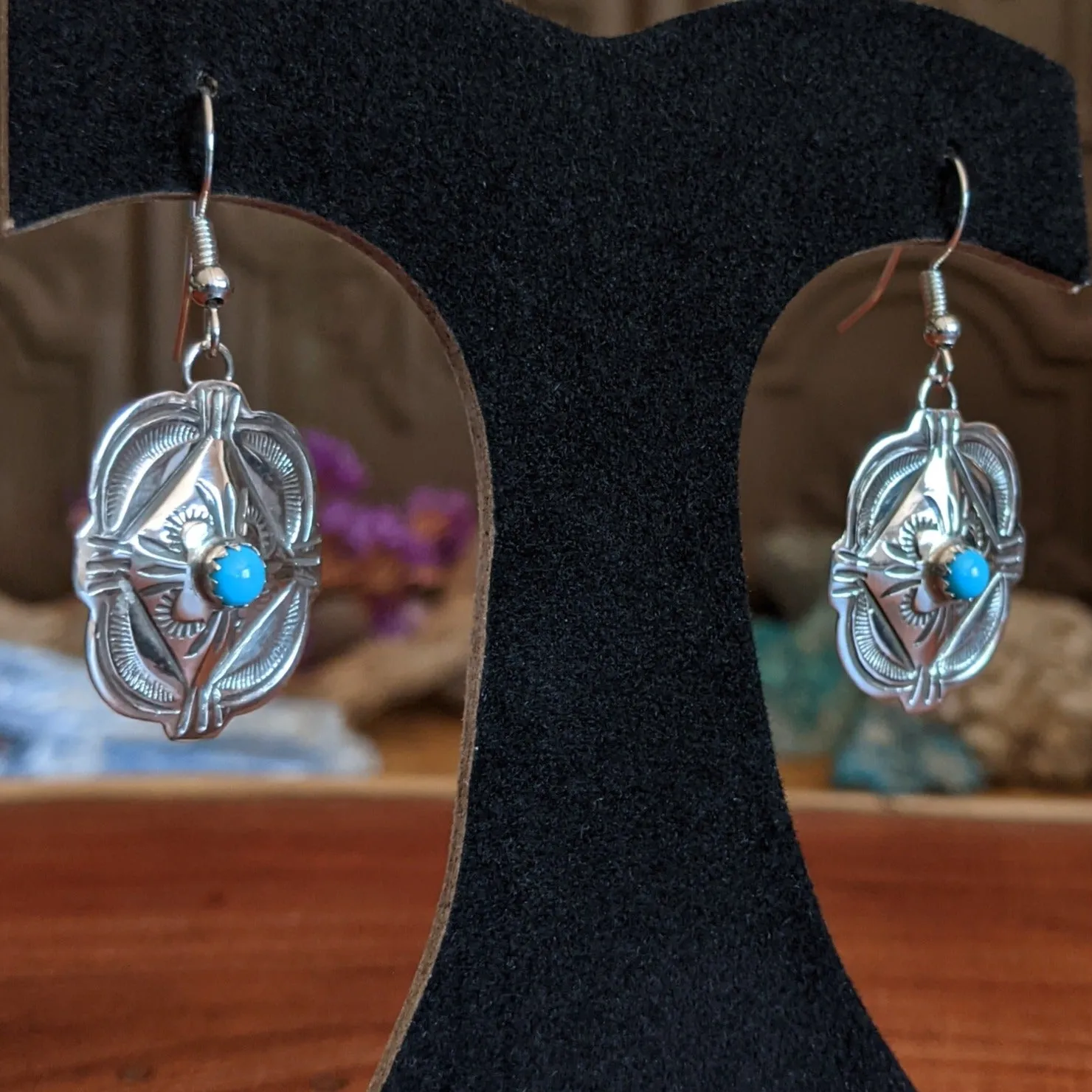 Ornate Turquoise Earrings by Jenny Blackgoat GJ-ERN-0063