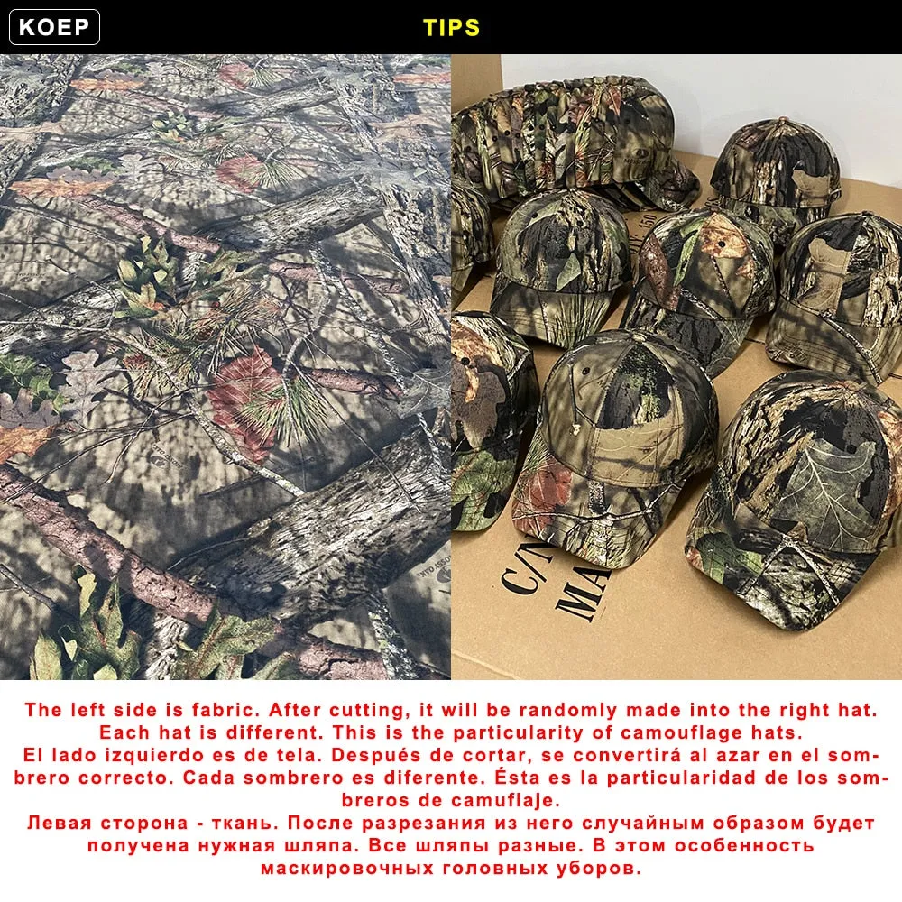 Outdoor Jungle Fishing Baseball Hat Cap Man Camouflage Hunting Hat Casquette Bone Cotton Tree Camo Snapback Dad Caps