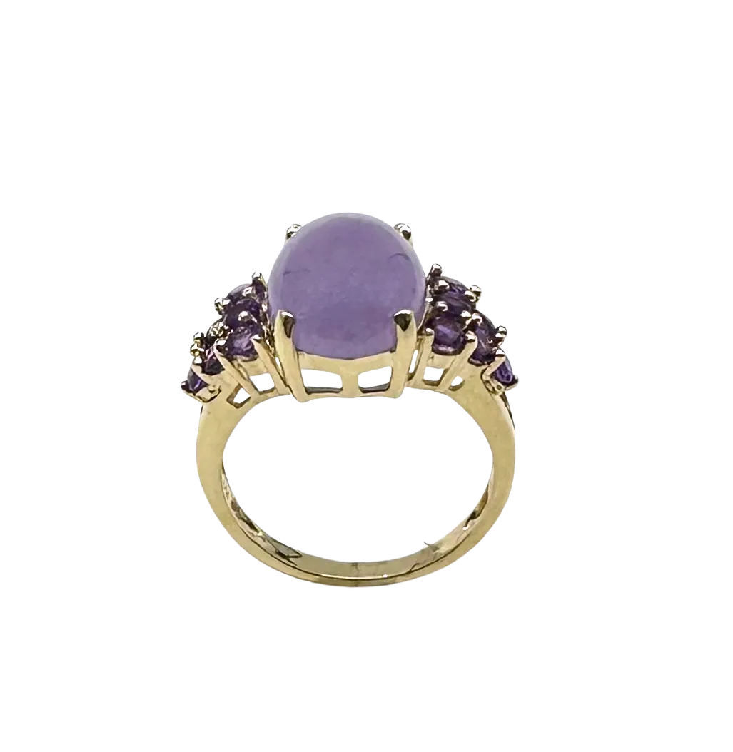 Oval Lavender Jade and Amethyst Ring