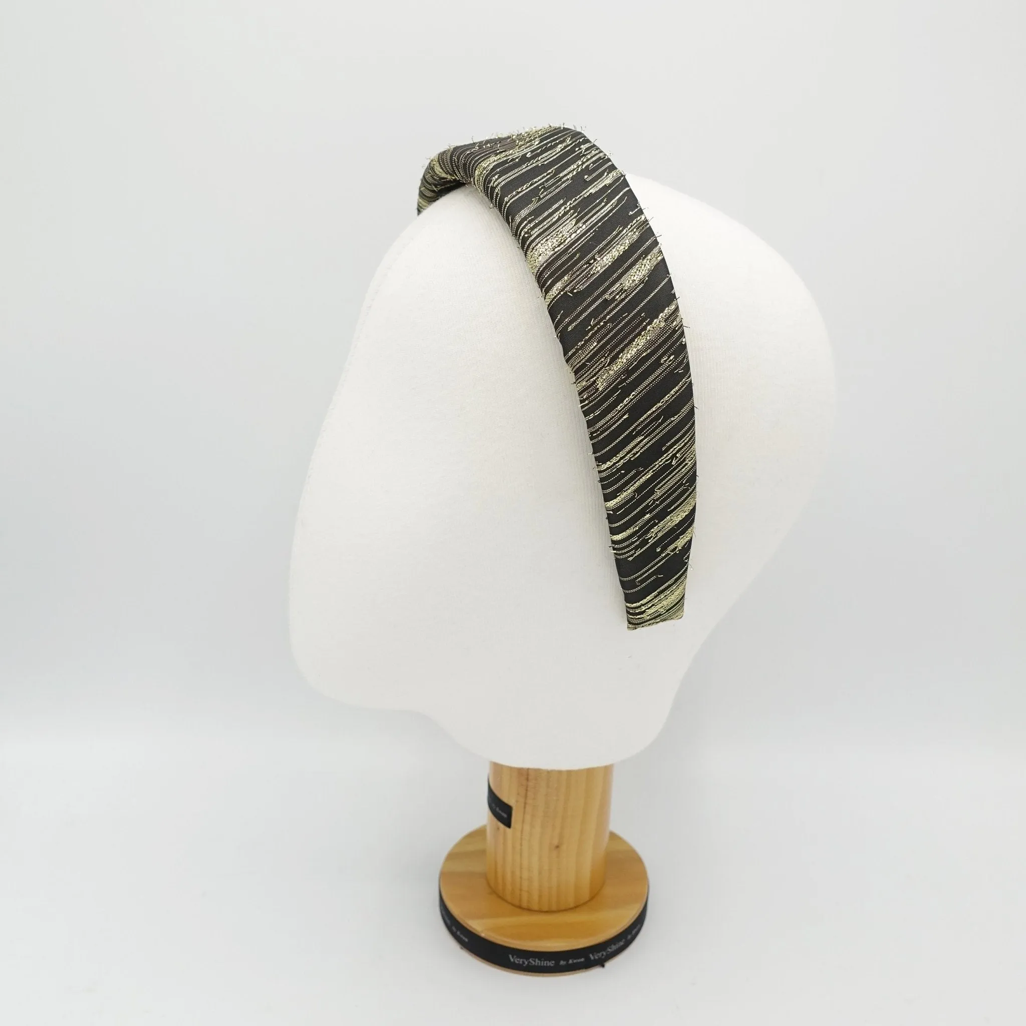 padded headband golden metallic fabric patterned hairband stylish fashionista women hair accessory