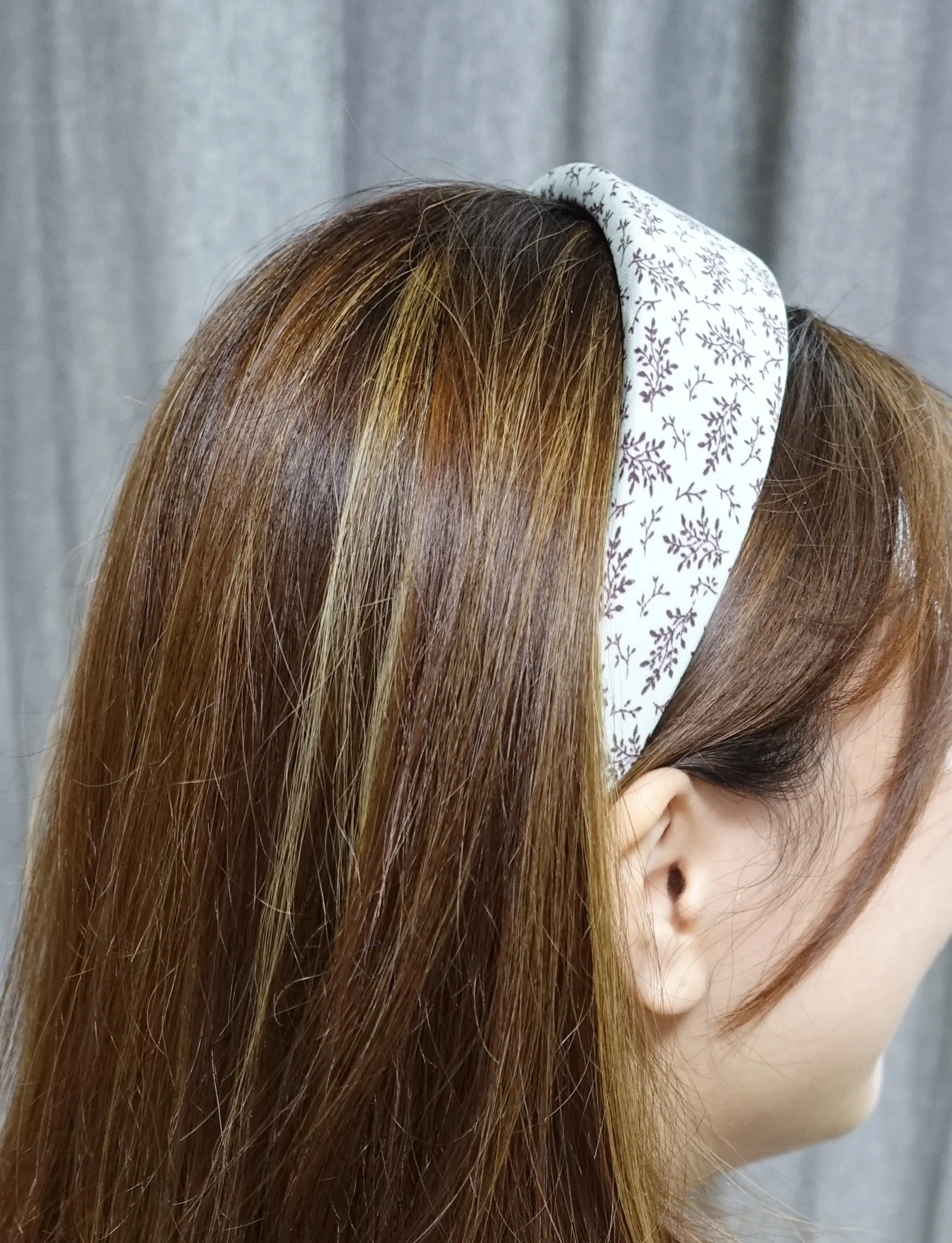 padded headband plant stem print hairband for women