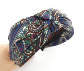 paisley front knot headband intense color pattern woman hair accessory