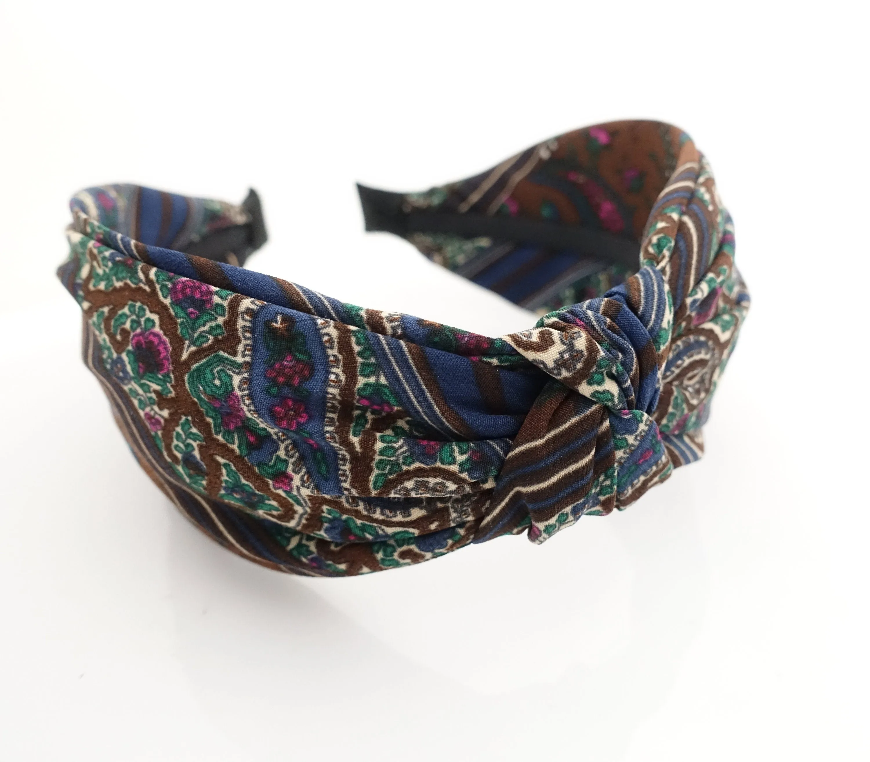 paisley front knot headband intense color pattern woman hair accessory