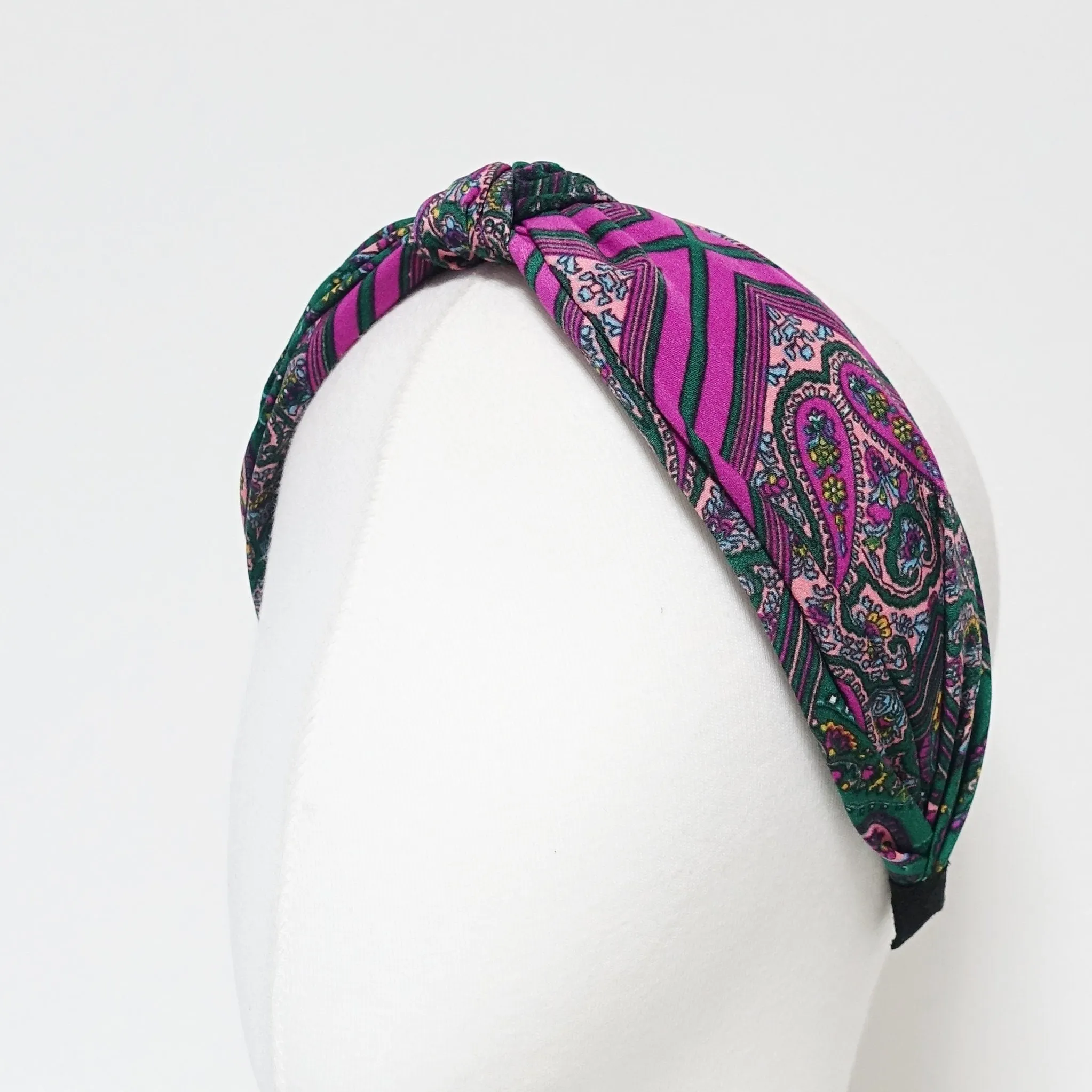 paisley front knot headband intense color pattern woman hair accessory