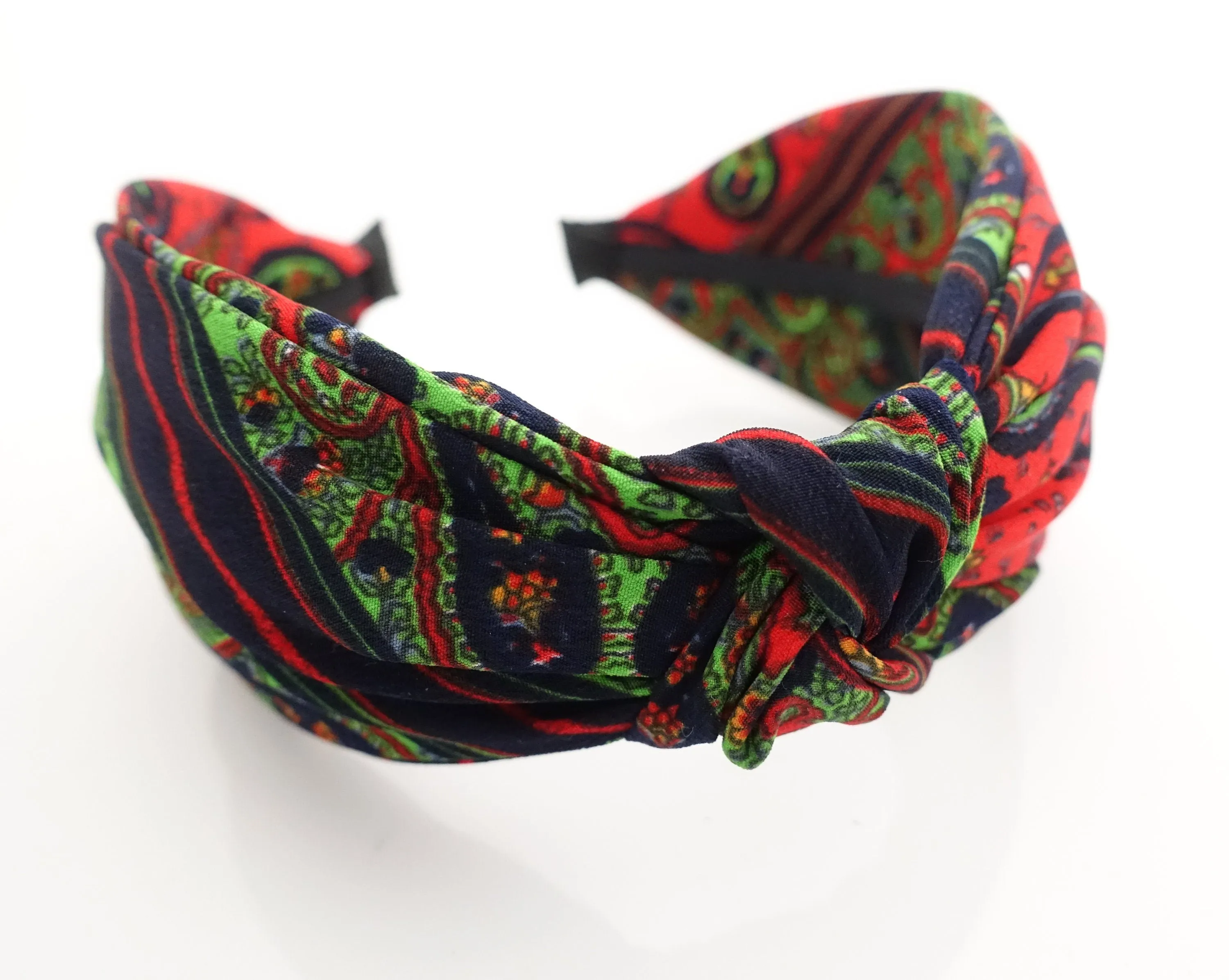 paisley front knot headband intense color pattern woman hair accessory