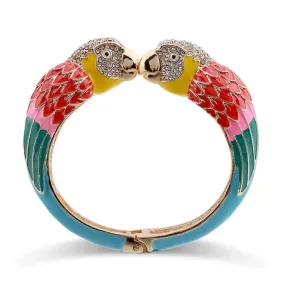 Parrot Bangle Bracelet Enamel Turquoise-Red